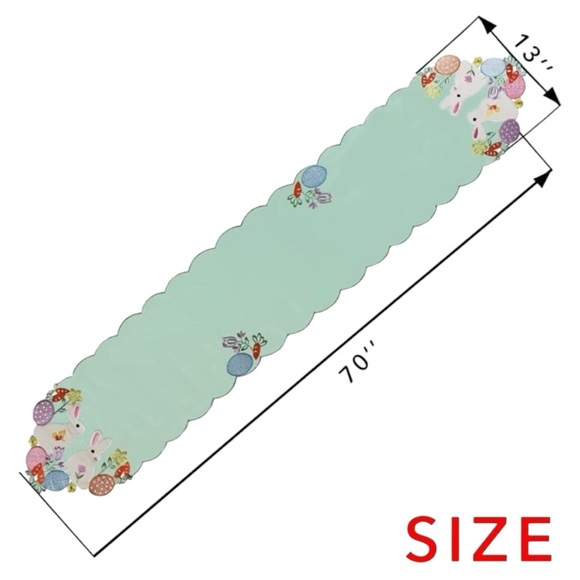 Owenie Easter Bunny Table Runner – 70” x 13” Embroidered Pastel Spring Decor NWT - Picture 3 of 7